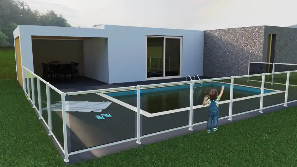 Prix Réduit Portillon de piscine en aluminium blanc et verre 1,10 m - HOMALU