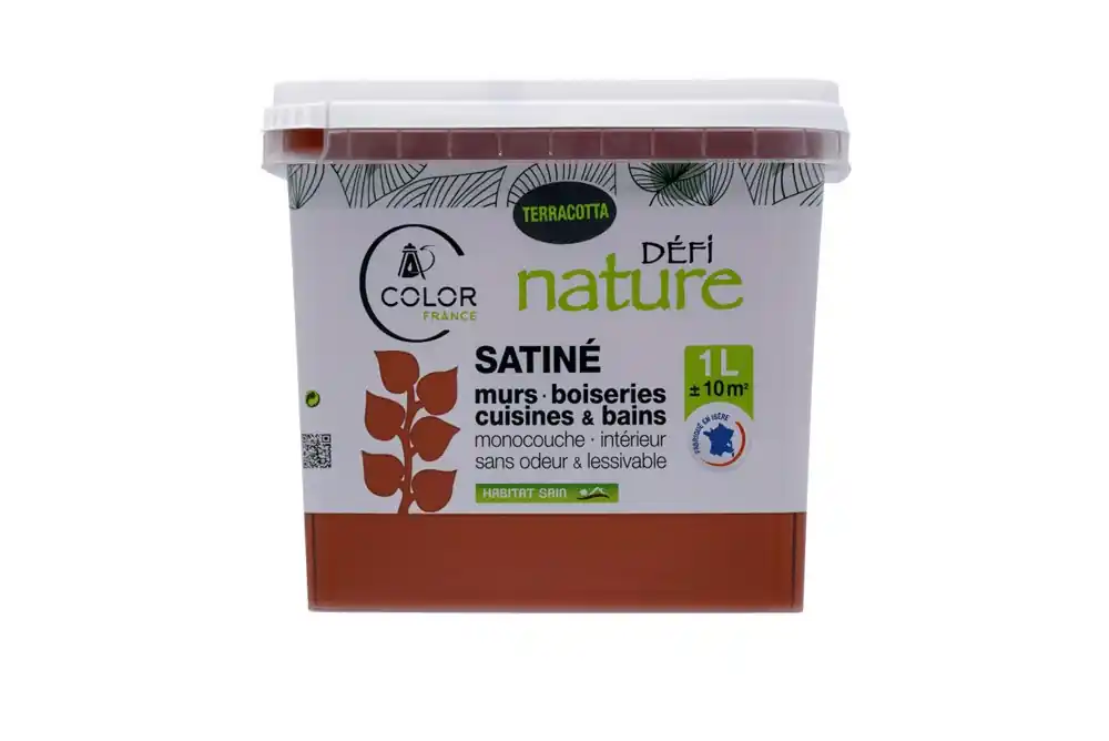 Peinture naturelle murale Terracota satin 1 l - DEFI NATURE Offre Exclusive