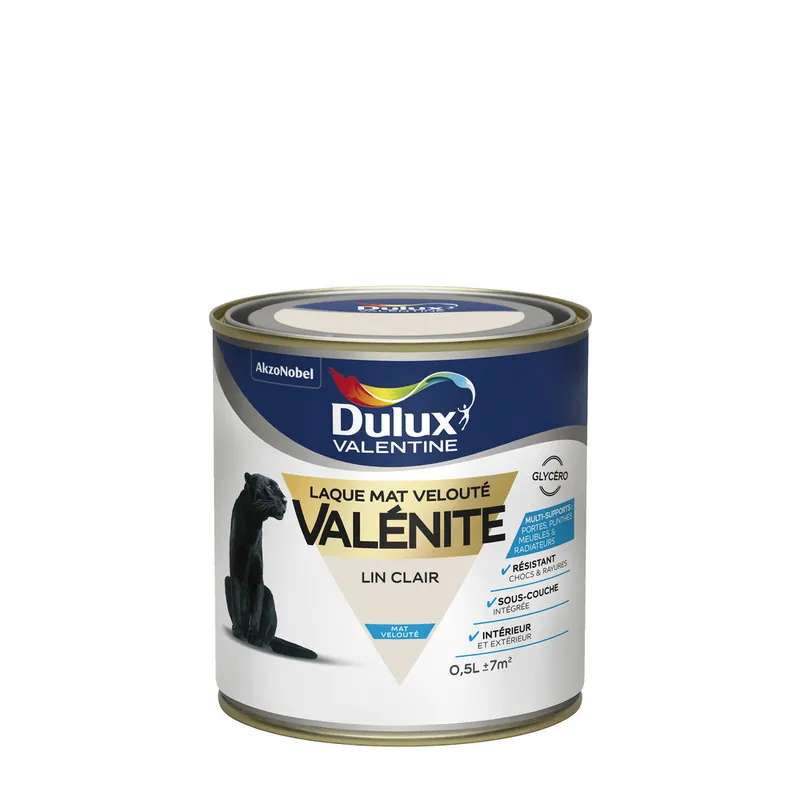Peinture Laque Valénite Lin Clair mat 500 ml - DULUX VALENTINE Must-Have