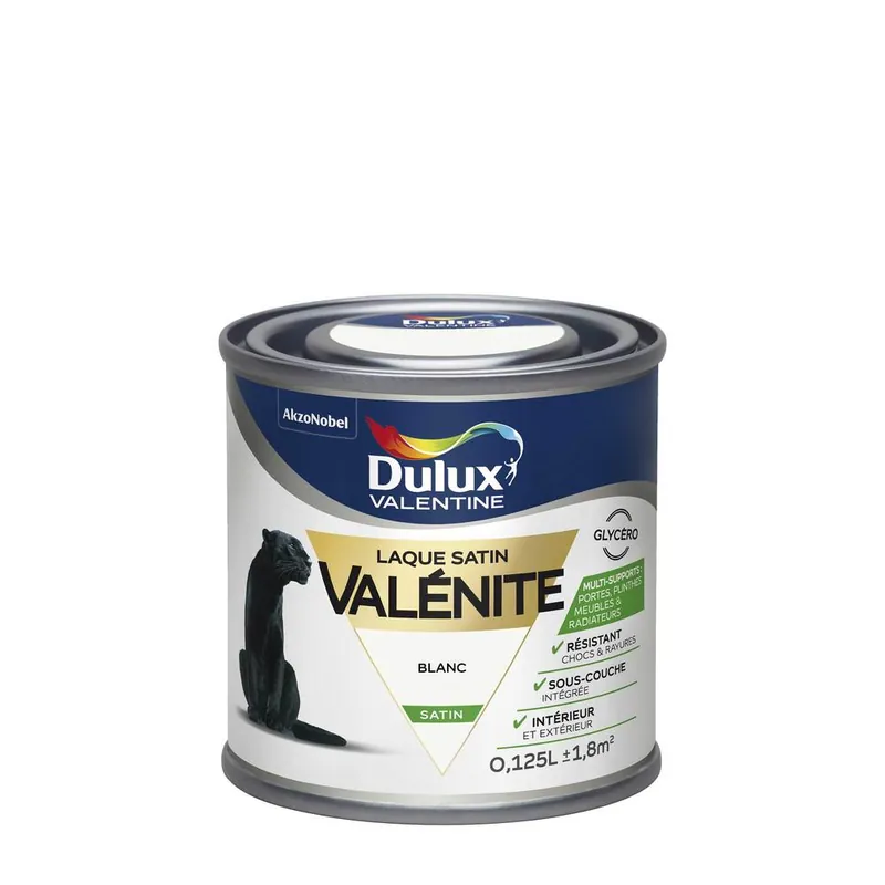 Peinture Laque Valénite Blanc satin 125 ml - DULUX VALENTINE Nouvel Arrivage