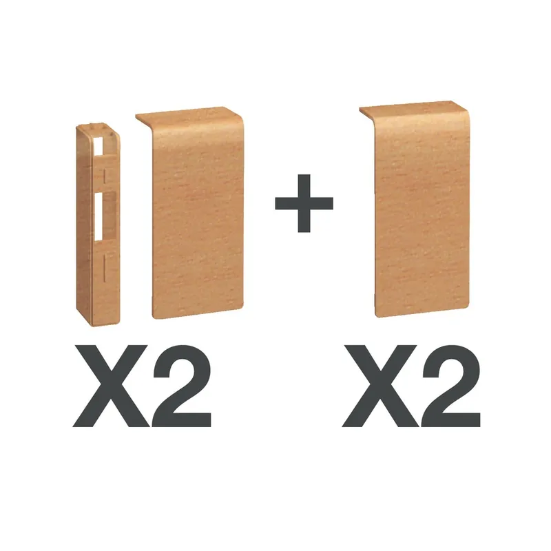 Remise Embout et joint hêtre plinthe 2x 20x80mm TEHALIT