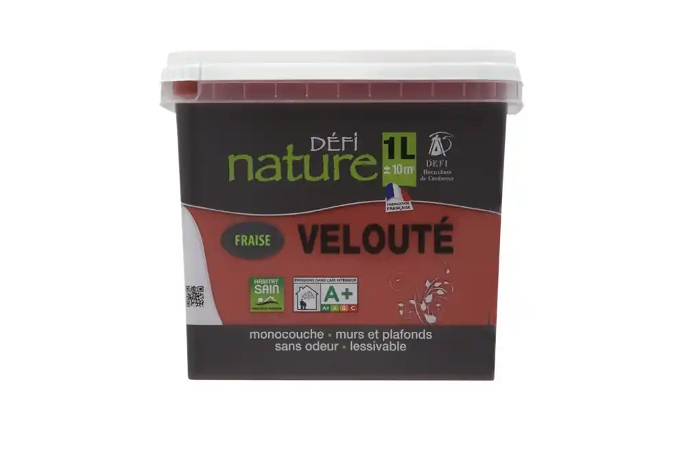 Peinture naturelle murale Fraise velours 1 l - DEFI NATURE Offre Exclusive