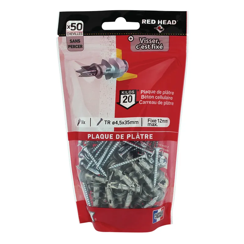 Chevilles autoforeuses Vix et vis tr 4,5 x 35 mm par 10 RED HEAD Acheter En Ligne