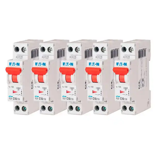 Offre Du Jour EATON Lot de 5 disjoncteurs 10A PLG, Ph+N 4,5kA (EN 60898) courbe C EATON CAPRI