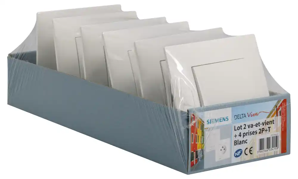Prix Bas Va-et-vient + 4 prises 2 pôles + terre DELTA VIVA blanc par 2 SIEMENS