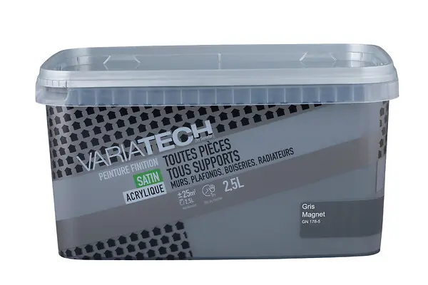 Peinture multi-supports toutes pièces Gris Magnet satin 2.5L VARIATECH Paiement Sécurisé