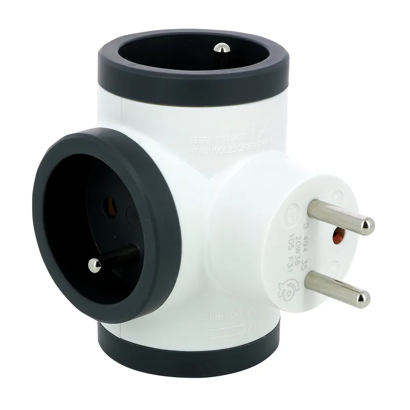 Achat Immédiat Multiprise murale 3 prises ou triplite blanc/ noir LEGRAND