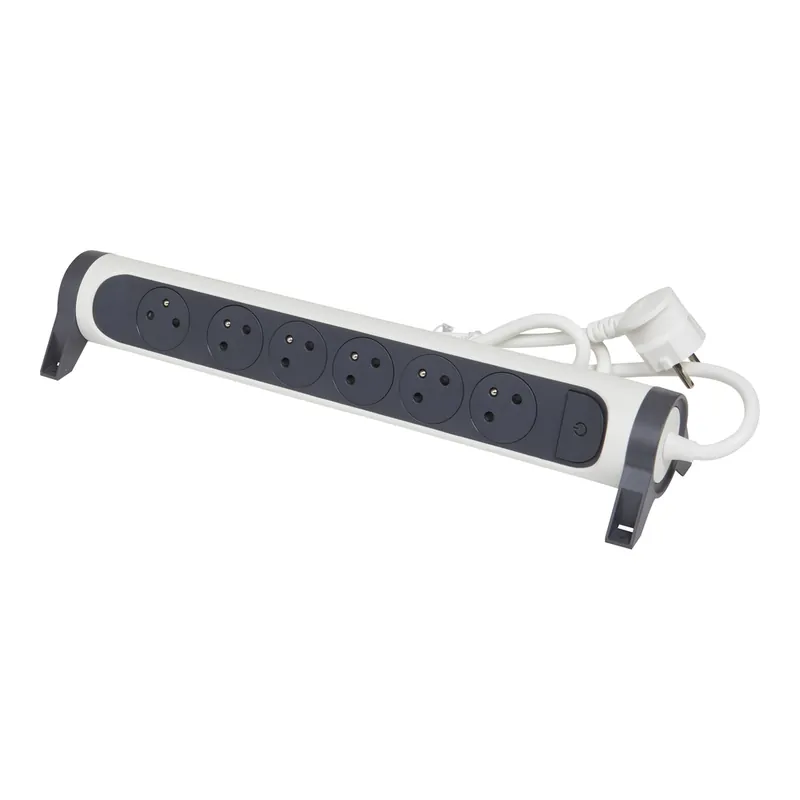 Commander Vite Multiprise pivotante 6 prises affleurantes avec interrupteur 1,5m blanc/ anthracite LEGRAND