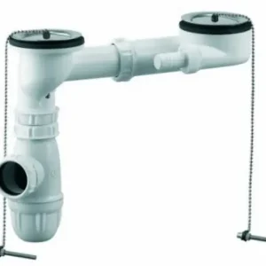 Kit de vidage siphon et bonde sans trop-plein pour évier 2 cuves D60 - VALENTIN - 00 788000 000 00 Livraison Express