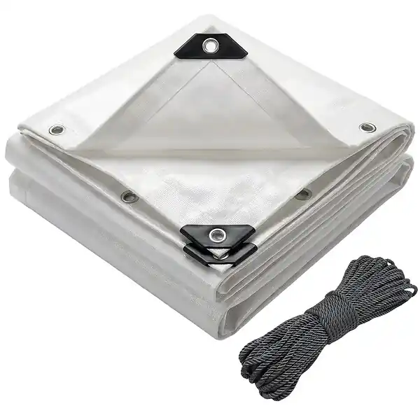 Acheter Direct Bâche de Protection en Polyéthylène resistant et impermeable 180g/m² blanche 4x6m VOUNOT