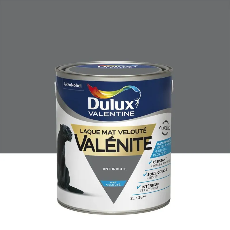 Soldes Peinture Laque Valénite Anthracite mat 2 l - DULUX VALENTINE