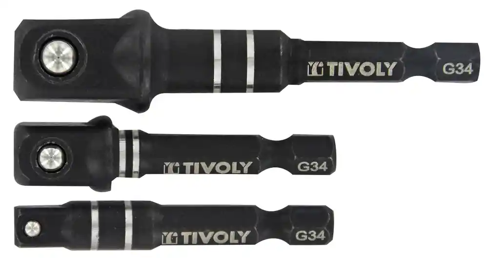 Satisfait Ou Remboursé Adaptateurs HEXA 6.35mm Impact pour douilles carrées femelle 1/2" 3/8" 1/4" 3 pièces TIVOLY