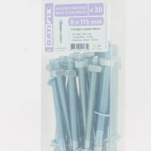 Populaire Goujons d‘ancrage Opt7 acier zingué 8 x 115 mm par 20 BATIFIX