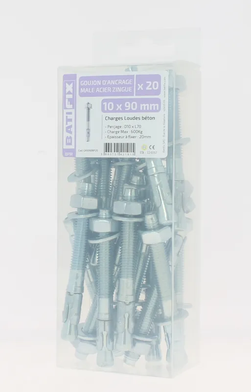 Dernière Chance Goujons d‘ancrage Opt7 acier zingué 10 x 90 mm par 20 BATIFIX