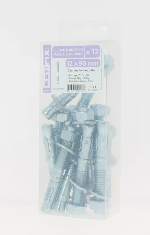 Goujons d‘ancrage Opt7 acier zingué 12 x 90 mm par 12 BATIFIX Offre Limitée