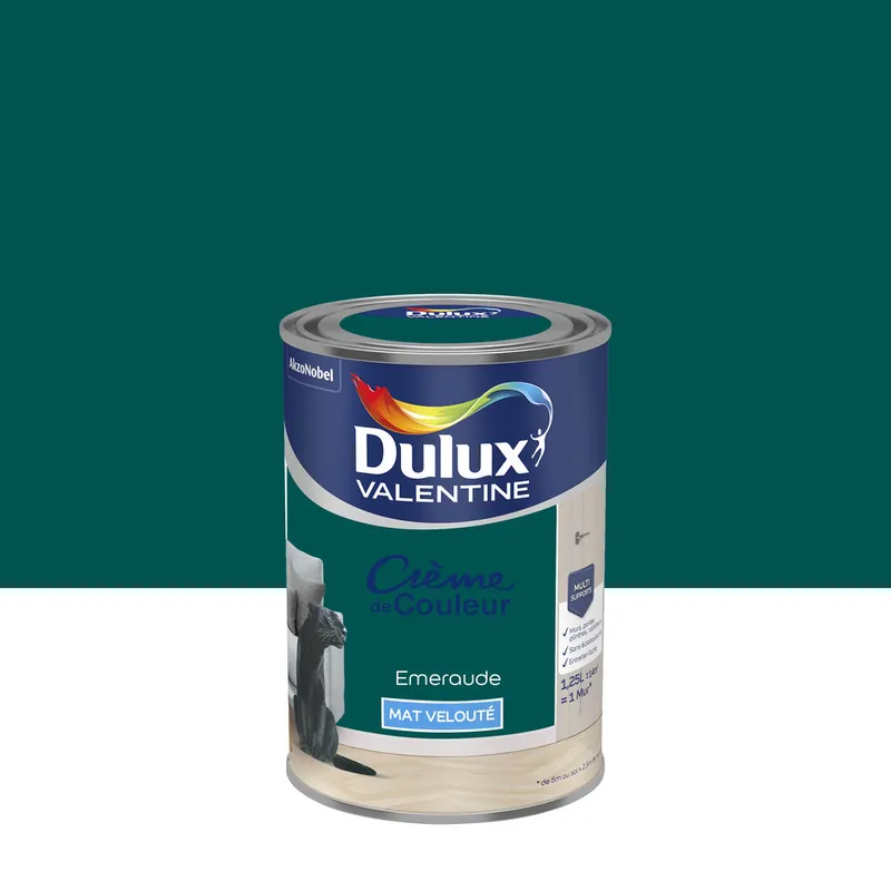 Peinture Crème de Couleur Emeraude mat 1,25 l - DULUX VALENTINE Retour Gratuit