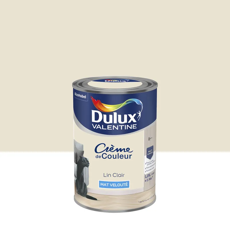 Peinture Crème de Couleur Lin Clair mat 1,25 l - DULUX VALENTINE Produit De Marque