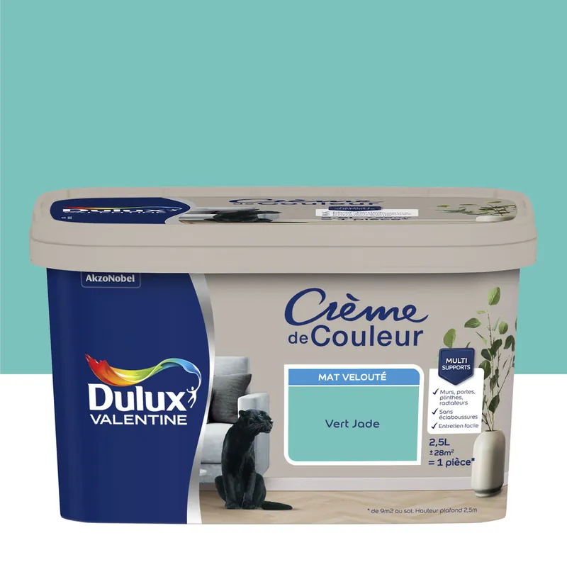 Peinture Crème de Couleur Vert Jade mat 2,5 l - DULUX VALENTINE Offre Limitée