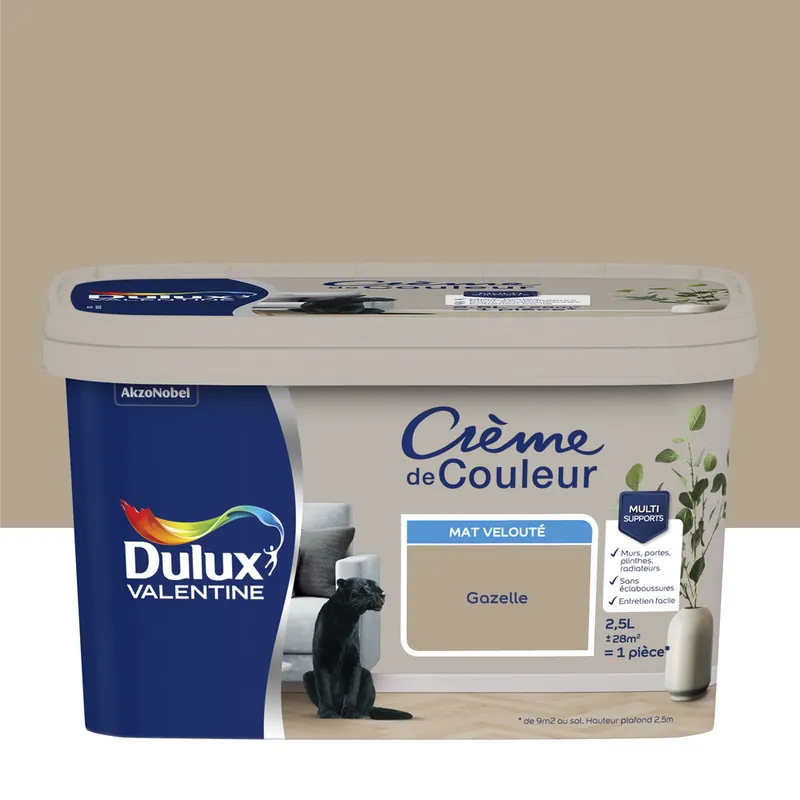 Nouvel Arrivage Peinture Crème de Couleur Gazelle mat 2,5 l - DULUX VALENTINE