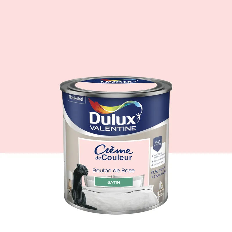 Peinture Crème de Couleur Bouton de Rose satin 500 ml - DULUX VALENTINE Achat Immédiat