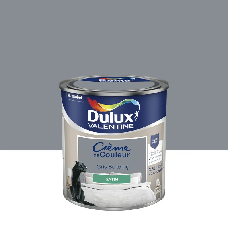 Peinture Crème de Couleur Gris Building satin 500 ml - DULUX VALENTINE Marque