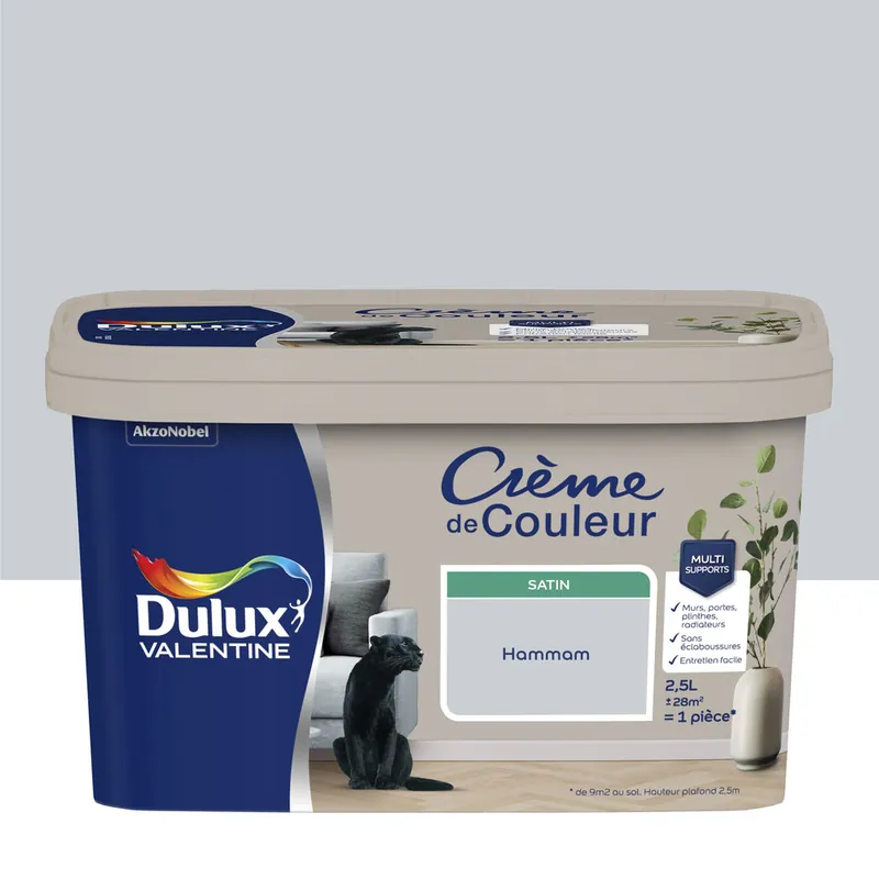 Peinture Crème de Couleur Hammam satin 2,5 l - DULUX VALENTINE Prix Promo