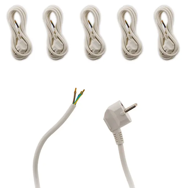 Lot de 6 cordons d‘alimentation avec prise 16A 3G1,5mm² 2m - Blanc - Zenitech Acheter En Ligne