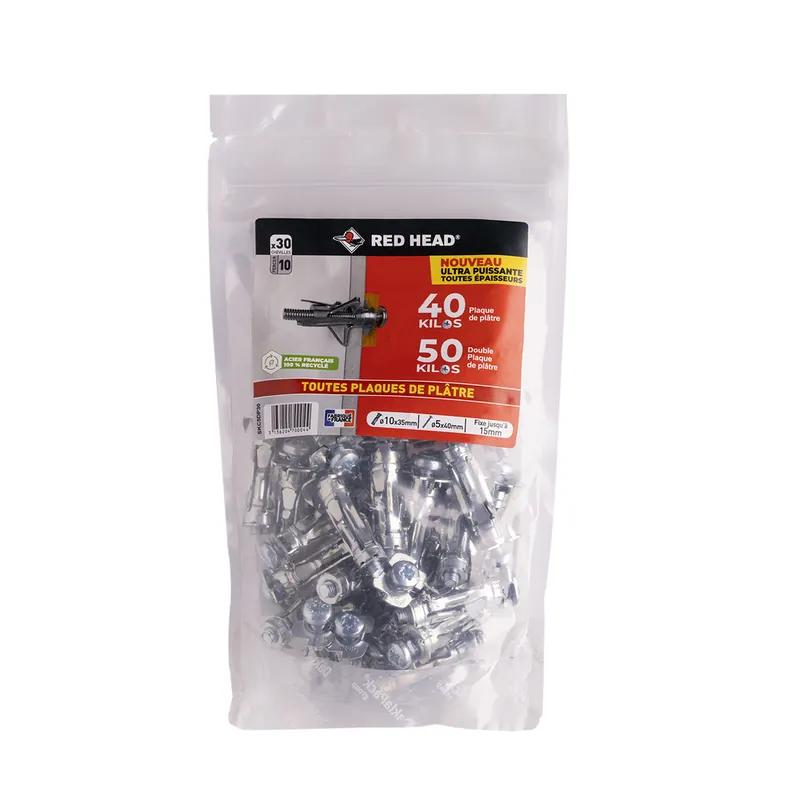 Satisfait Ou Remboursé Chevilles Superklix 10 x 35 mm avec vis tr 5 x 40 mm par 30 RED HEAD