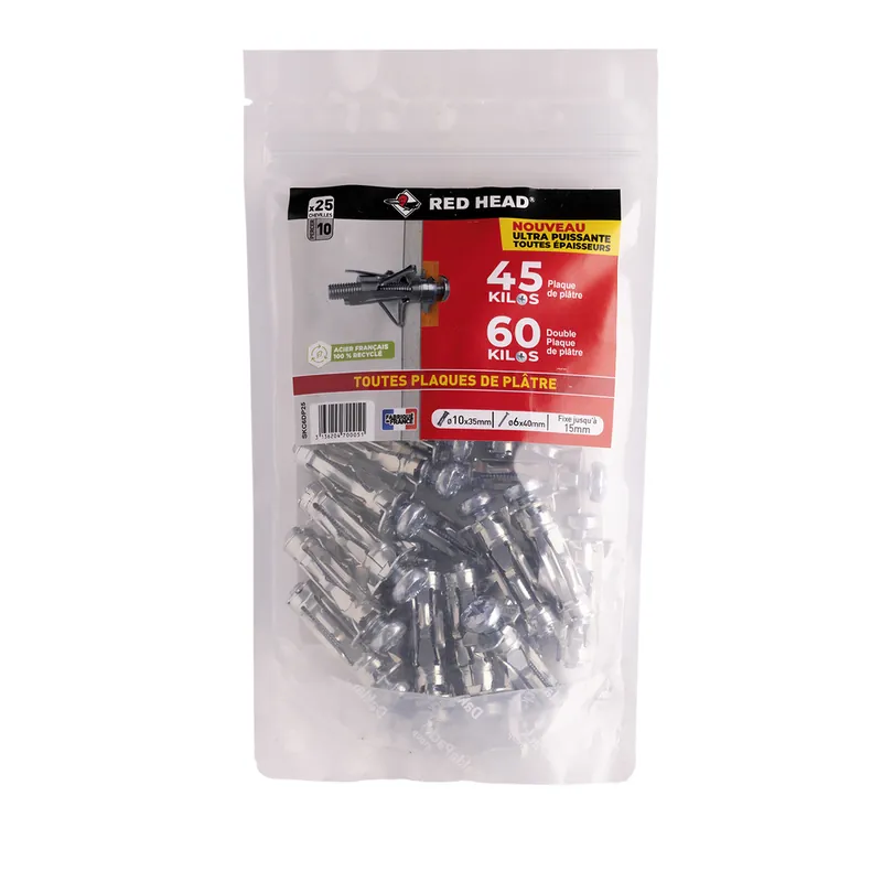 Chevilles Superklix 10 x 35 mm avec vis tr 6 x 40 mm par 25 RED HEAD Vente Flash
