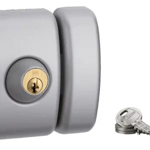 Seulement Aujourd'hui Verrou de porte d‘entrée universel à cylindre double entrée 45 mm gris 3 clés THIRARD