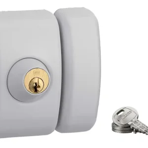 Dernière Chance Verrou de porte d‘entrée vitrée universel à cylindre 45 mm gris 3 clés THIRARD