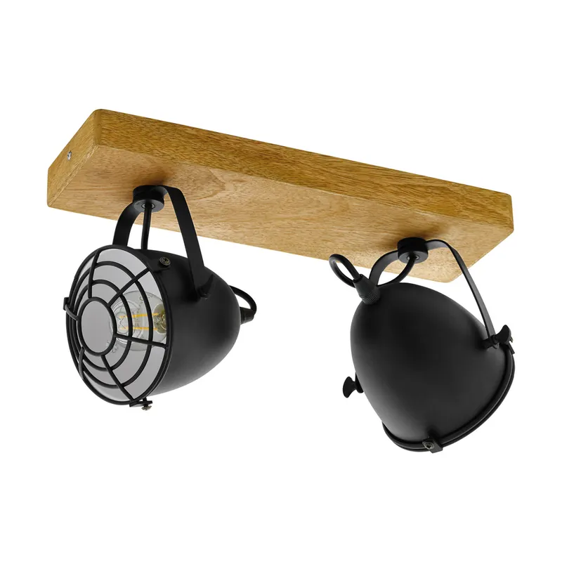 Seulement Aujourd'hui Réglette acier noir/ bois E14 2x40W GATEBECK EGLO