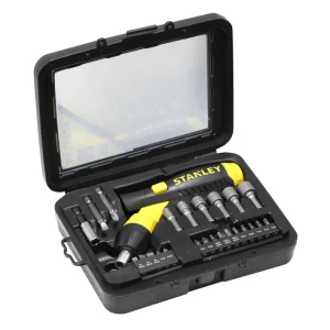 Usine Directe Tournevis porte-embouts à cliquet poignée revolver - Coffret 22 pièces STANLEY