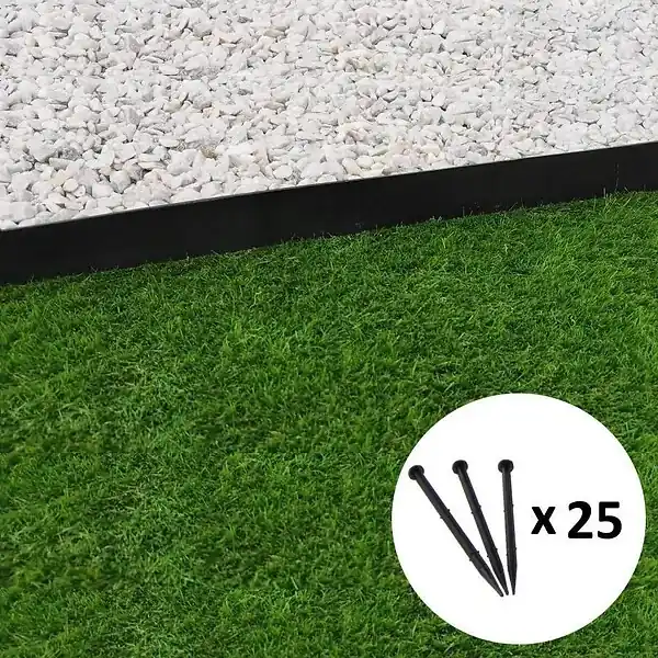 Bordure de jardin droite noire - 5,8 cm x 5 mètres avec 25 piquets d‘ancrage GT GARDEN Pas Cher