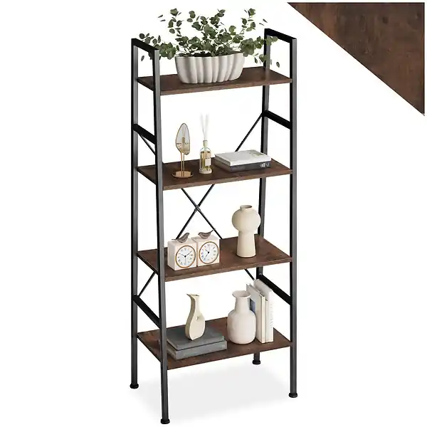 Expédié Aujourd'hui Etagère échelle NEWCASTLE style industriel 57,5 x 35,5 x 139 cm Bois foncé industriel, rustique TECTAKE