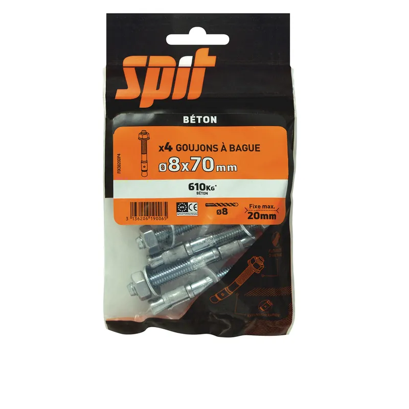 Offre Spéciale Goujons à bague FixIII 8 x 70 mm par 4 SPIT