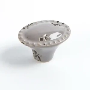 Bouton de meuble ovale gris porcelaine 42 x 32 mm REI Acheter En Ligne