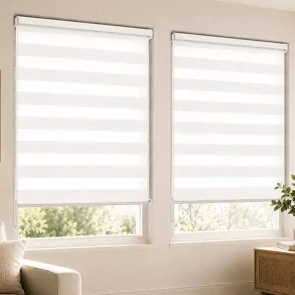 Lot de 2 Store enrouleur jour nuit double 100x150cm Blanc VOUNOT Nouvelle Collection