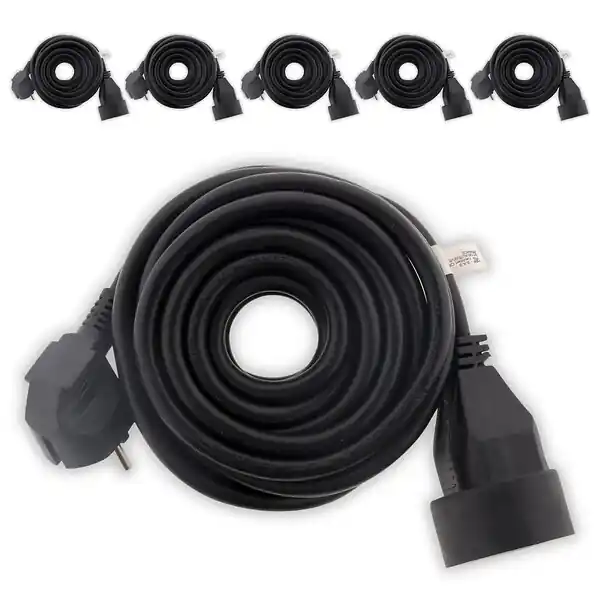 Meilleur Prix Lot de 6 prolongateurs 16A 2P+T HO5VV-F 3G1,5mm² - noir 5m - Zenitech