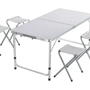 Ensembe table de camping et 4 tabourets pliants - 125 x 60 cm - Blanc HABITAT ET JARDIN Petit Prix