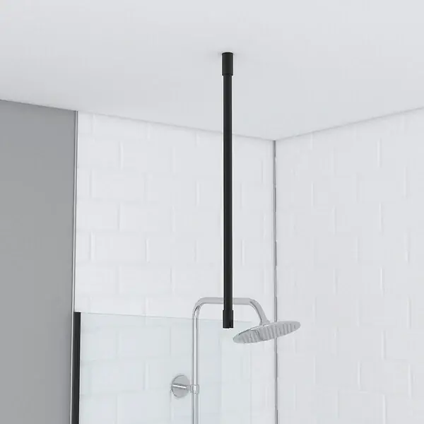 Barre de fixation plafond pour douche a l‘italienne laque NOIR MAT - 60cm RECOUPABLE AURLANE Prix Choc