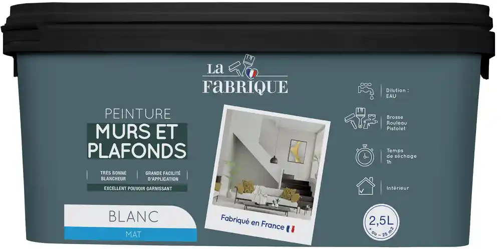 Pas Cher Peinture murs et plafonds blanc mat 2,5 l LA FABRIQUE