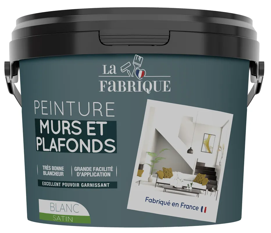 Retour Gratuit Peinture murs et plafonds blanc satin 10 l LA FABRIQUE