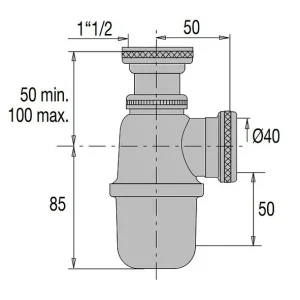 Siphon evier réglable sortie D40 laiton chromé - VALENTIN - 36720000900 Super Prix