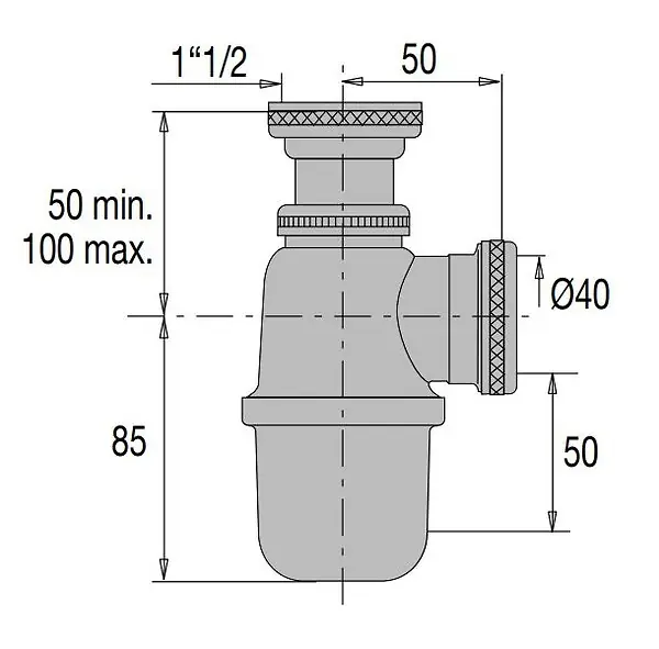 Siphon evier réglable sortie D40 laiton chromé - VALENTIN - 36720000900 Super Prix