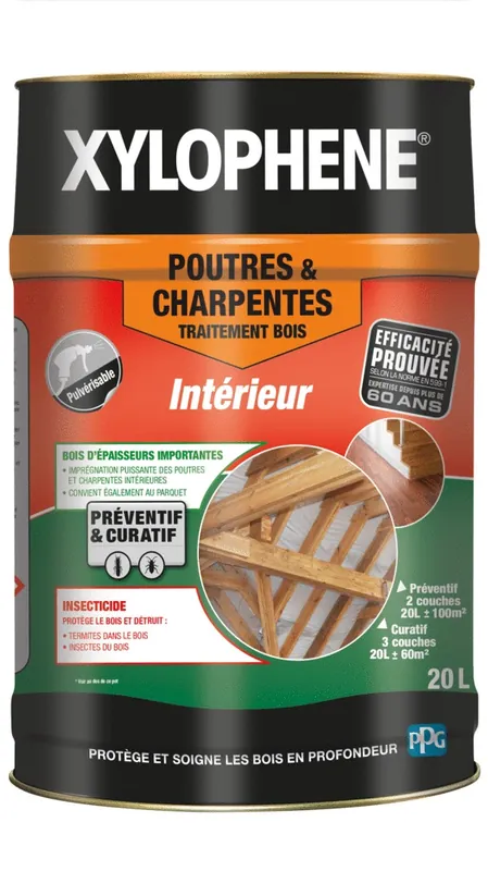 Traitement du bois Triple Action Poutres et Charpentes sans odeur 20 l - XYLOPHENE Expédition Rapide