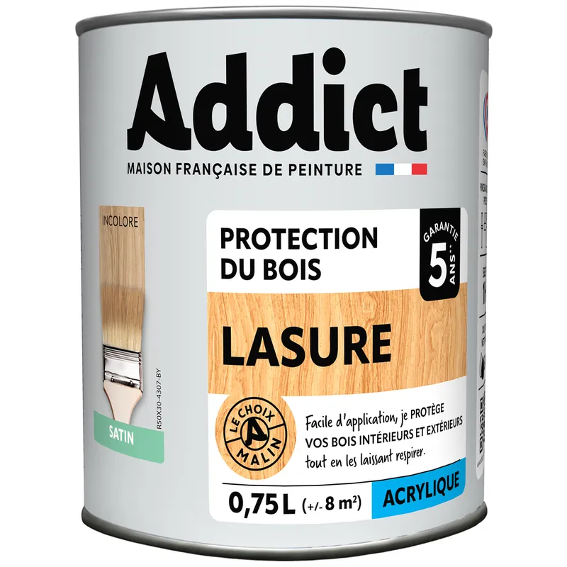 Lasure 5 ans Incolore 750 ml - ADDICT Super Prix