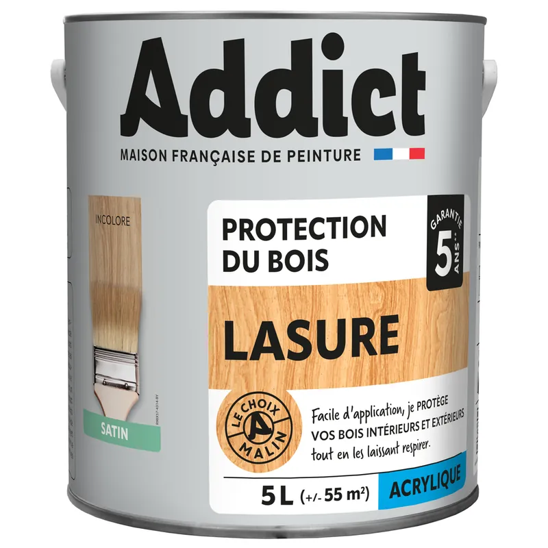 Lasure 5 ans Incolore 5 l - ADDICT Marque