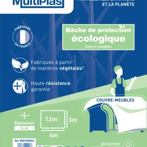 Bâche de protection biosourcée fine 4 m x 3 m - MULTIPLAST Dernier Modèle