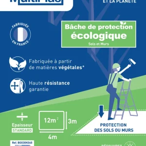 Bâche de protection biosourcée épaisse 4 m x 3 m - MULTIPLAST Authentique